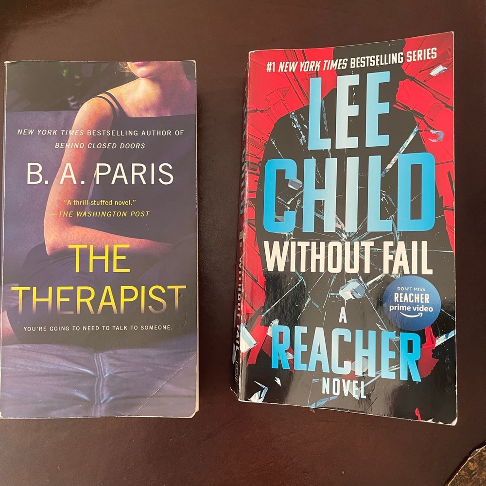 Lee Child 'Without Fail' and B.A. Paris 'The Therapist' Books